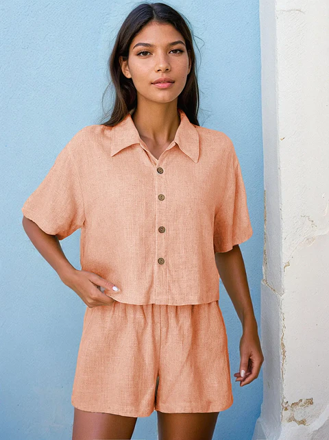Sewing pattern for a women's cropped shirt and shorts | Wide-leg shorts pattern | Top pattern | Women's patterns | Tank top | Summer set