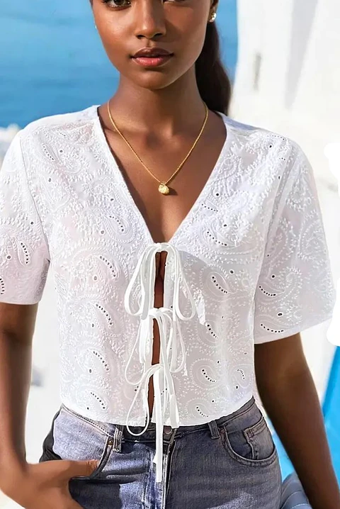 Sewing pattern for a top with a front tie, summer top, blouse