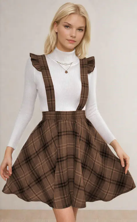 High-waisted suspender skirt pattern, Midi skirt