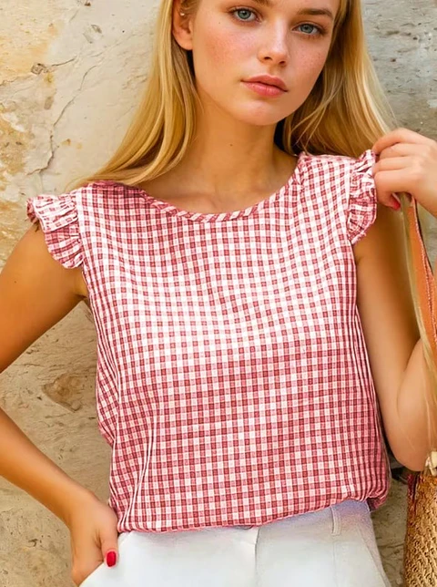 Sewing pattern for a ruffled top, top with a bow at the back, blouse pattern, summer top