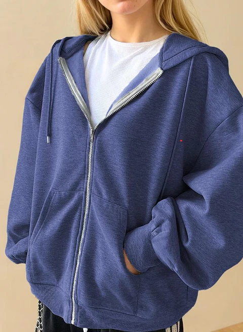Sewing pattern for an oversized zip-up hoodie