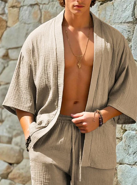 Men's robe sewing pattern, men's short kimono pattern