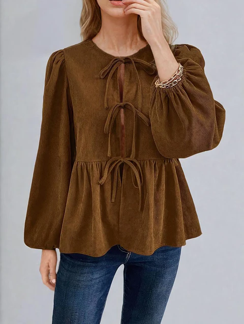 Sewing pattern for a blouse with a front tie, knotted blouse, shirt, peasant pattern, women's shirt, peplum top