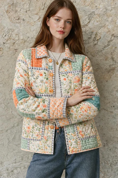 Quilted Jacket Sewing Pattern - Patchwork | Button-Down Jacket with Collar