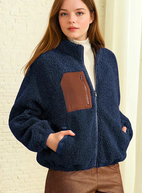 Sewing pattern for a plush jacket with a zipper