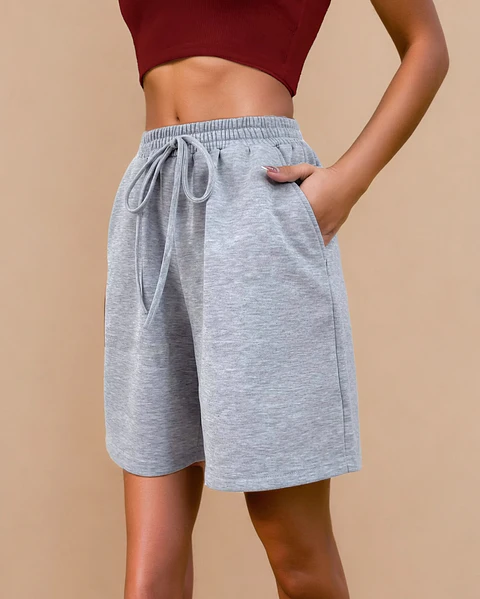 Women's athletic shorts pattern, elastic waist shorts, wide leg shorts
