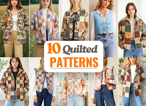 Quilting Sewing Pattern Pack, Patchwork Vest Pattern, Women's Coat