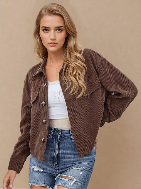 Women's short jacket pattern, sizes XS-XXXL, shirt jacket/overshirt style, women's jacket pattern in PDF format