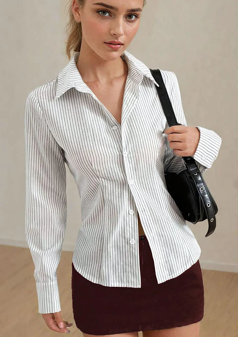 Women's fitted shirt pattern, button-down shirt, blouse pattern
