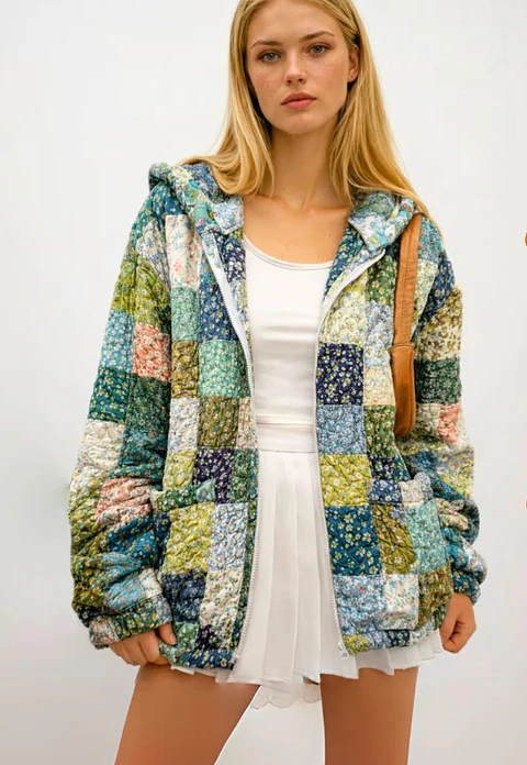 Sewing pattern for a padded hooded jacket
