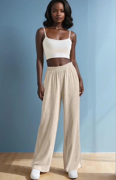 Sewing pattern for women's pants with elastic waistband - High-waisted pants PDF pattern