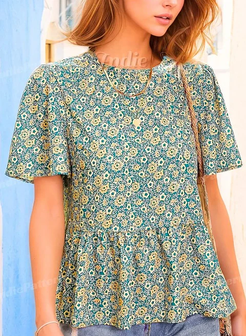 Women's Top Blouse Sewing Pattern - Women's Peplum Blouse
