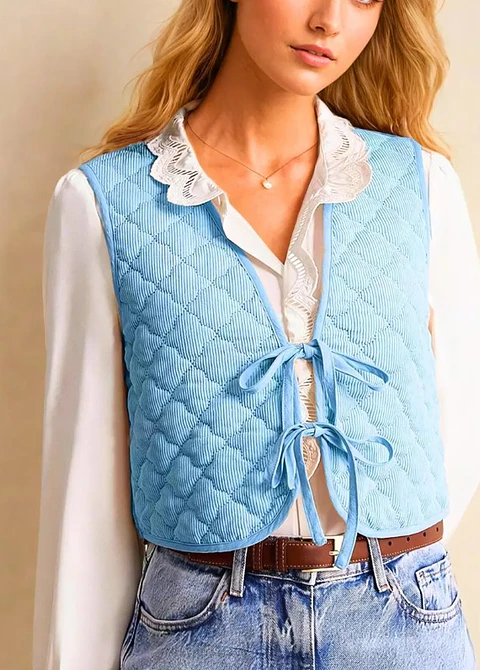 Women's Top Vest Pattern with Front Tie | Padded Vest | Patchwork Vest