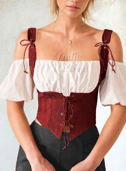 Corset and blouse sewing pattern, Top, Women's Corset belt, Underbust corset pattern