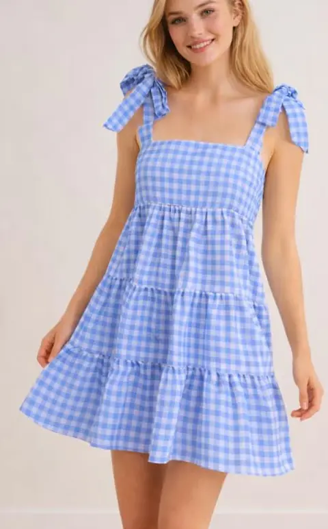 Summer dress sewing pattern with knotted straps, Ruffled dress, Gathered dress, Ruffled dress pattern for women
