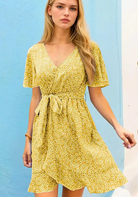Summer Dress Sewing Pattern  XS-XXXL, Wrap Dress, Women Midi Dress Pattern