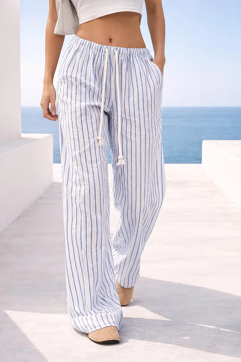 Elastic Wide Pants Pattern with Pockets, Summer Pants for Women, Women Trousers Sewing Pattern