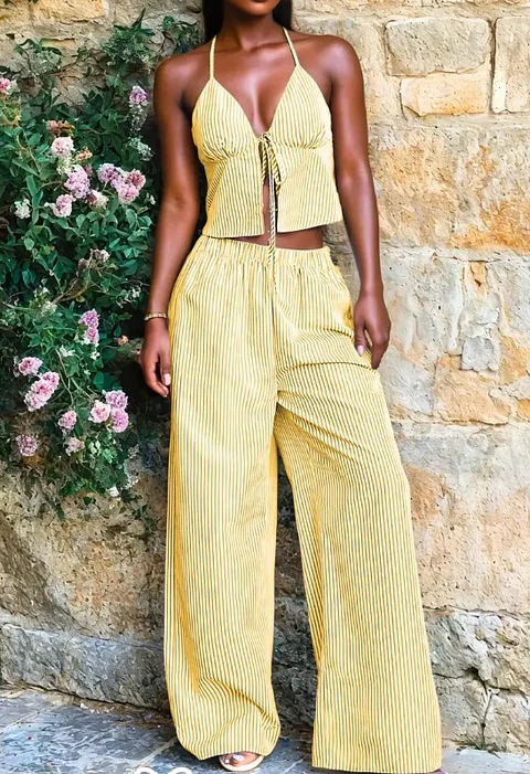Front Tie Top & Wide Leg Pants Sewing Pattern, Top, Wide Leg Pants, Summer Set Pattern