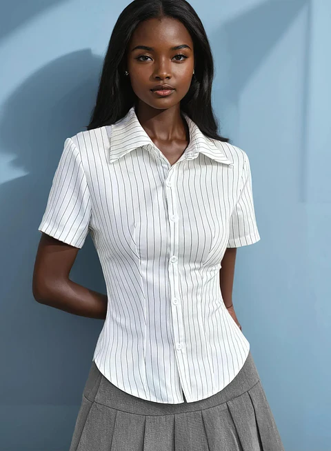 Shirt Sewing Pattern, Short Sleeve Shirt, Button Up Shirt, Fitted Shirt, Women Top Pattern