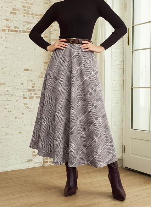Skirt with Pockets Sewing Pattern, Women Midi Skirt Sewing Pattern