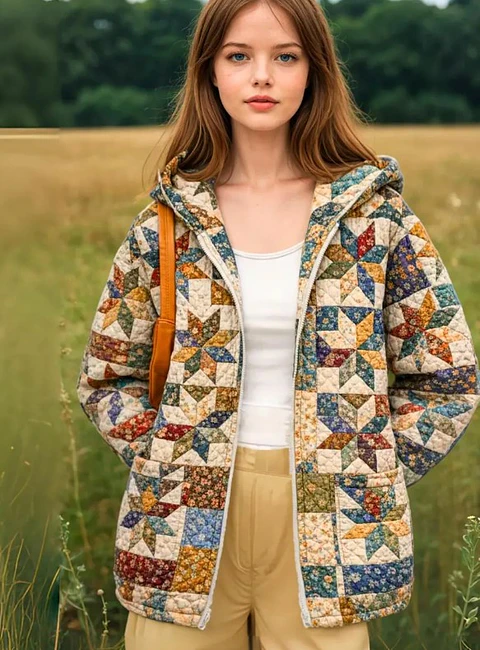 Jacket with Hoodie Sewing Pattern for Women, Coat, Quilted Jacket, Hooded Jacket Coat Pattern