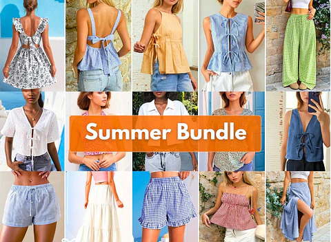 Summer Patterns Bundle, Women Dress, Pants, Skirt, Shorts Pattern