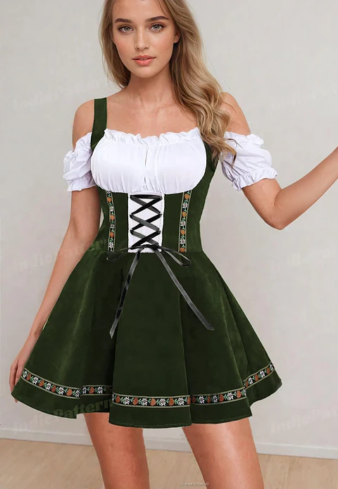 Dirndl Dress Sewing Pattern, Oktoberfest Dress, Milkmaid Dress, Cottagecore Dress Women Sewing Pattern