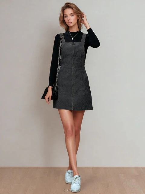 Overall Dress Sewing Pattern for Women PDF, Front Zipper Dress, Beginner Sewing Project