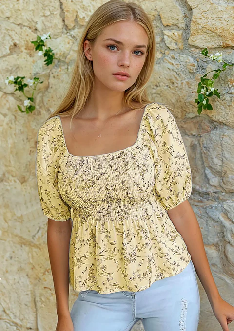 Blouse Sewing Pattern, Milkmaid Top Blouse, Peplum Top, Blouse, Cottagecore, Shirred Top Pattern