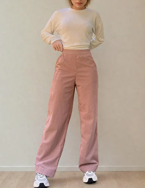 Women Pants Sewing Pattern, Trousers, High Waisted Straight Leg Pants Sewing Pattern Women