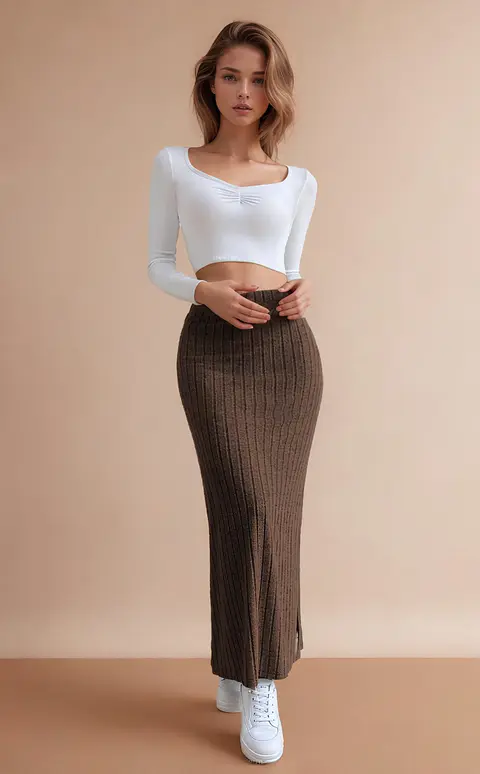 Slit Skirt Sewing Pattern, Women Long Skirt, Maxi Slit Skirt, Fitted Skirt Pattern