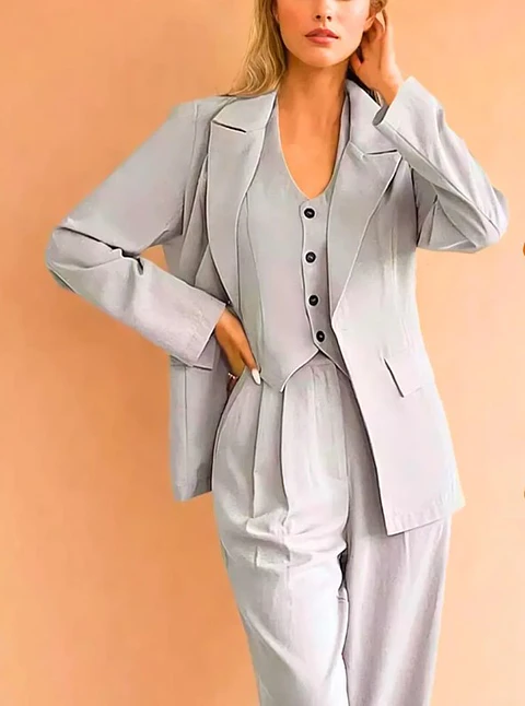 3 Pieces Suit Set Sewing Pattern, Vest, Jacket & Pants Women Pattern
