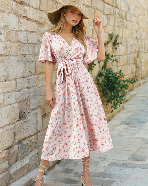Maxi Dress Sewing Pattern, Wrap Dress, Women Summer Dress Pattern