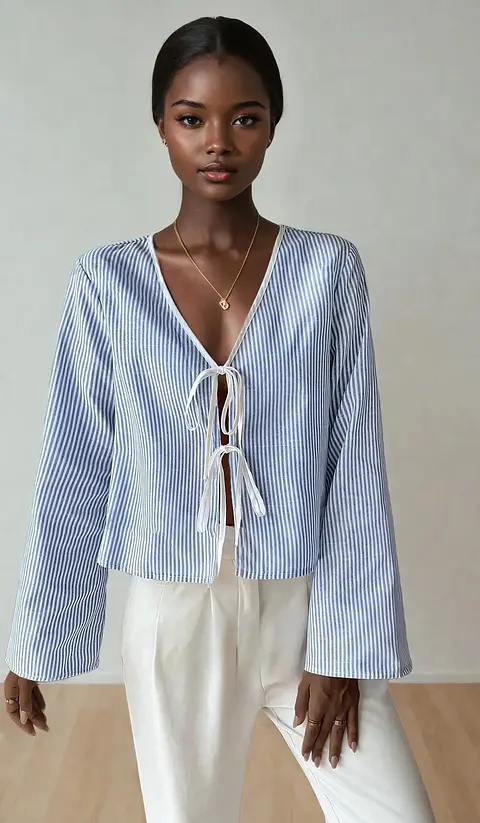 Front Tie Blouse Sewing Pattern, Women Tie Top Pattern