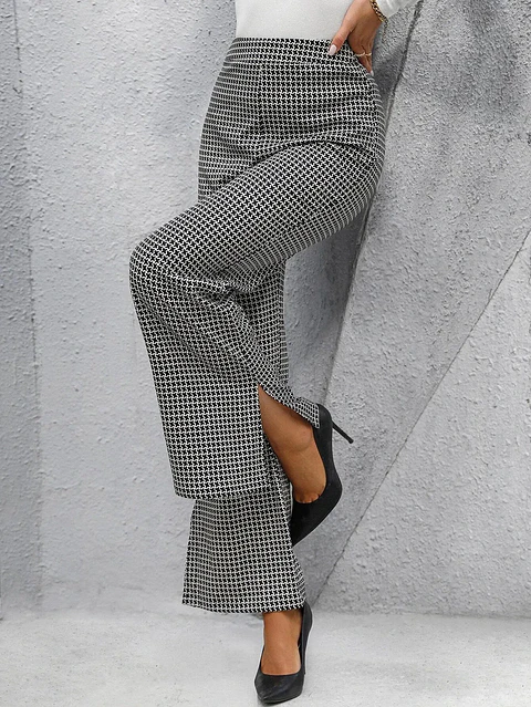 Flare Leg Slit Pants Sewing Pattern for Women S-XL, Wide leg pants, High waisted pants pattern