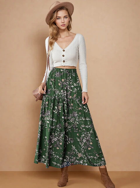 Maxi skirt sewing pattern XS-XXXL, long skirt pattern