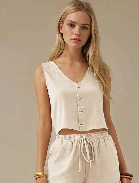 Crop Top Sewing Pattern, Women Top, Sleeveless Button Top, Vest, Blouse Pattern