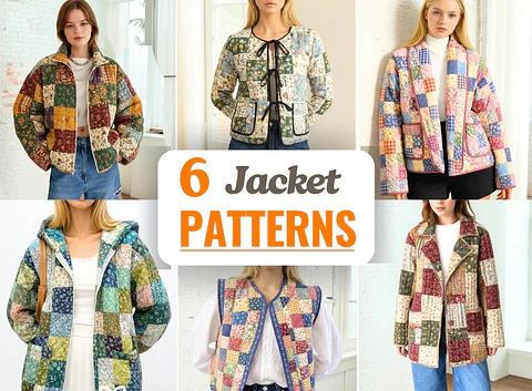 Quilted Jacket Sewing Patterns, Women Jacket Sewing Pattern, Vest, Patchwork, Quilted Coat Pattern