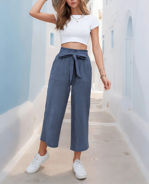 Women Pants Pattern, Elastic Waistband Pants, Straight Leg Pants, High Waisted Pants Pattern