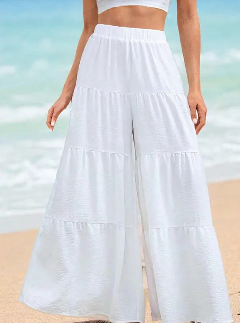 Tiered Pants Sewing Pattern, Women Wide Leg Pants Pattern