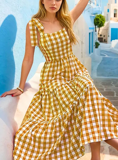 Tiered Dress Sewing Pattern, Shoulder Tie Dress, Maxi Dress, Gathered Dress, Ruffle Dress, Summer Dress