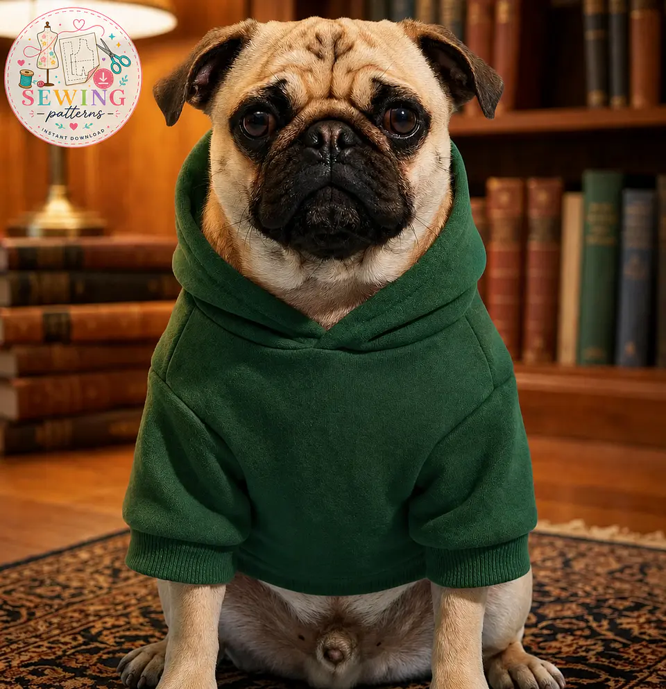  Dog Hoodie Sewing Pattern XXS-5XL, Sewing pattern for dog 1