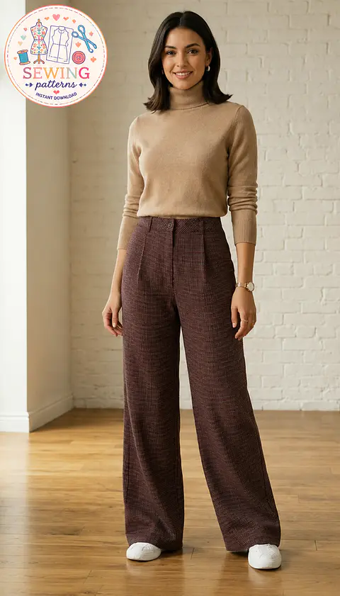 Women's trouser sewing pattern XS-XXXL - Wide leg trouser pattern 