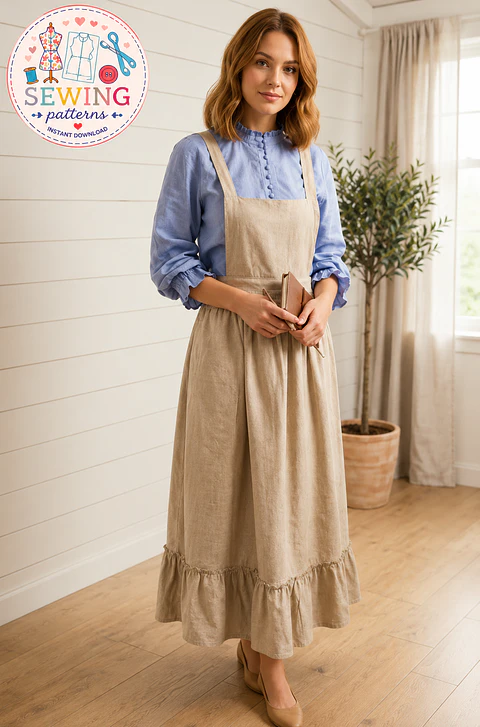 Apron pattern - XS-XXXL - bib dress