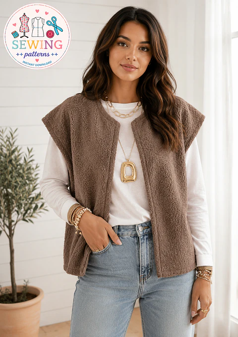 Teddy Vest Sewing Pattern for Women XS-XXXL