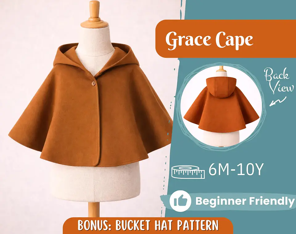 Kids Hooded Cape Sewing Pattern 1