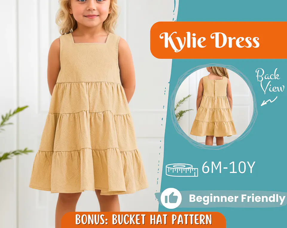 Girls Sleeveless Ruffle Dress Sewing Pattern 1