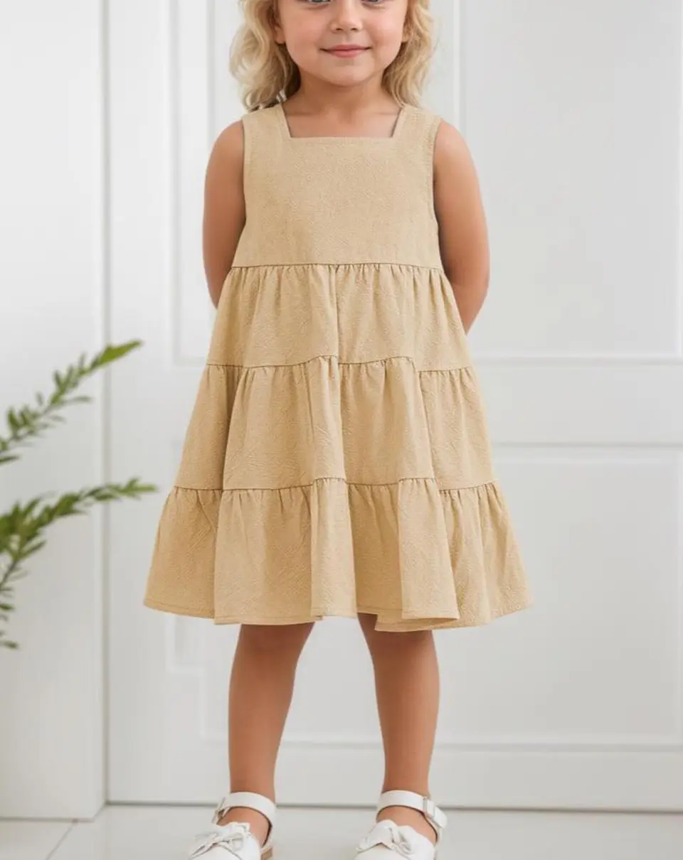 Girls Sleeveless Ruffle Dress Sewing Pattern 2
