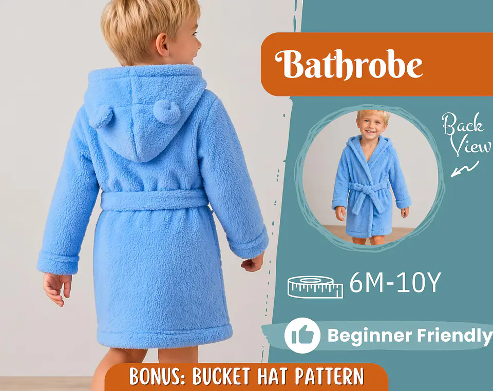 Kids Hooded Bathrobe Sewing Pattern 1