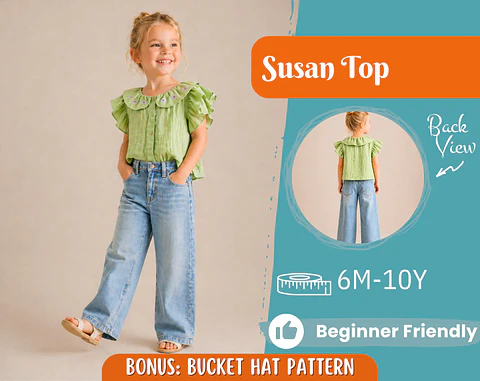 Girls Peter Pan Collar Blouse Sewing Pattern